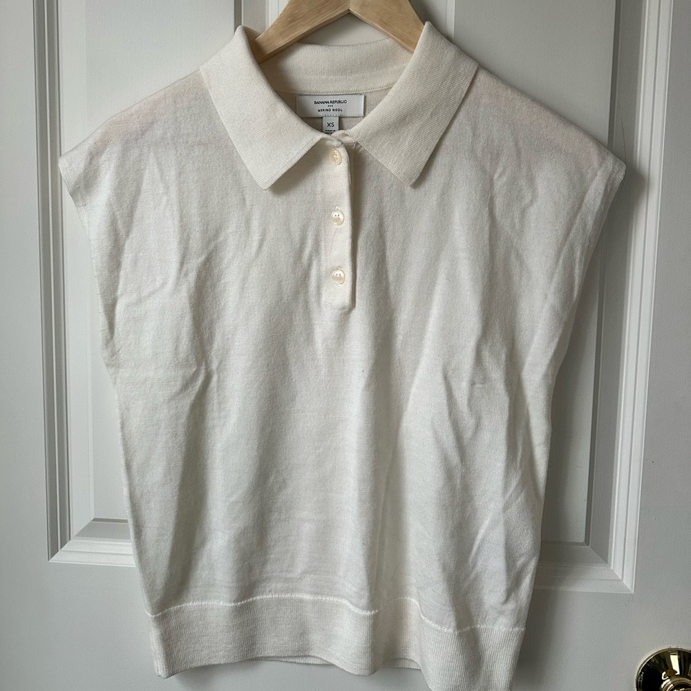 Banana Republic Cream Sleeveless Polo Tank